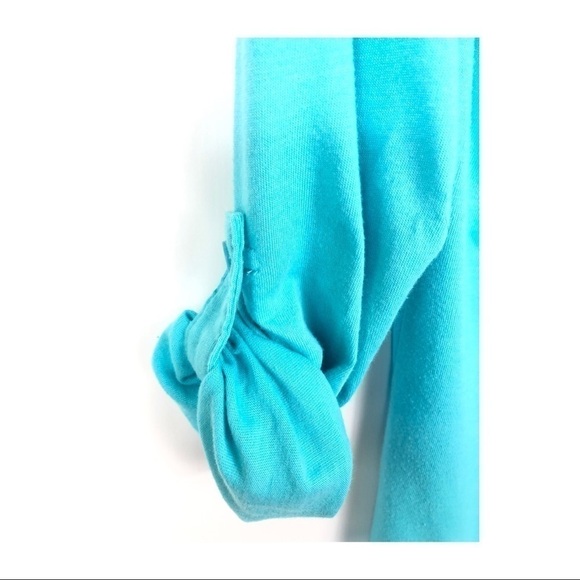 MERONA TURQUOISE COTTON KNIT TOP -Blue long sleeve cotton top 0768 - Picture 4 of 4